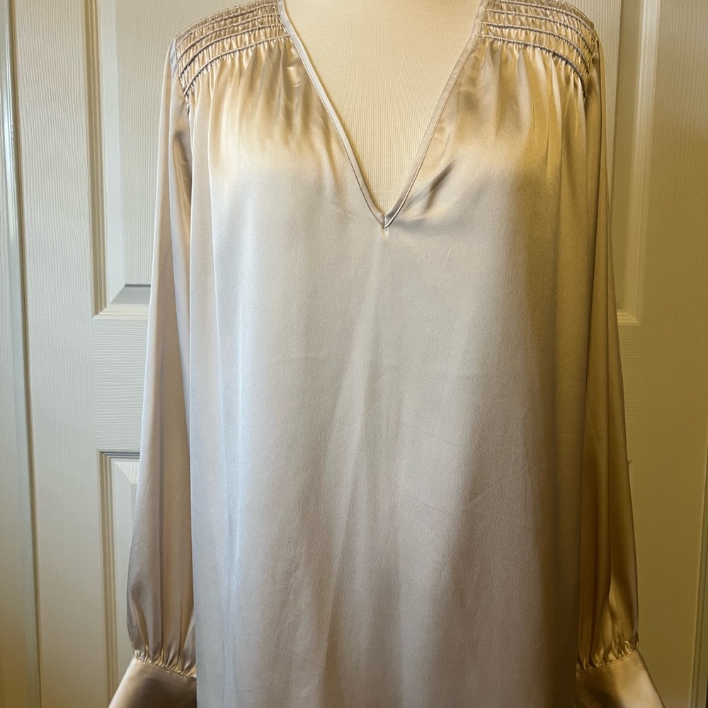 White House Black Market Cream Satin Blouse